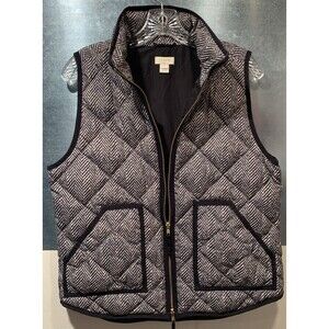 J. Crew DOWN Herringbone Barn/Chore Vest Bright Brass 2-Way Zipper Quilted M
